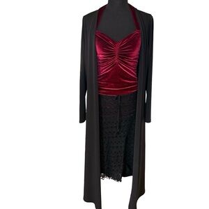 Vintage 1990s Black Long Cardigan Size M - by Madrag - Goth